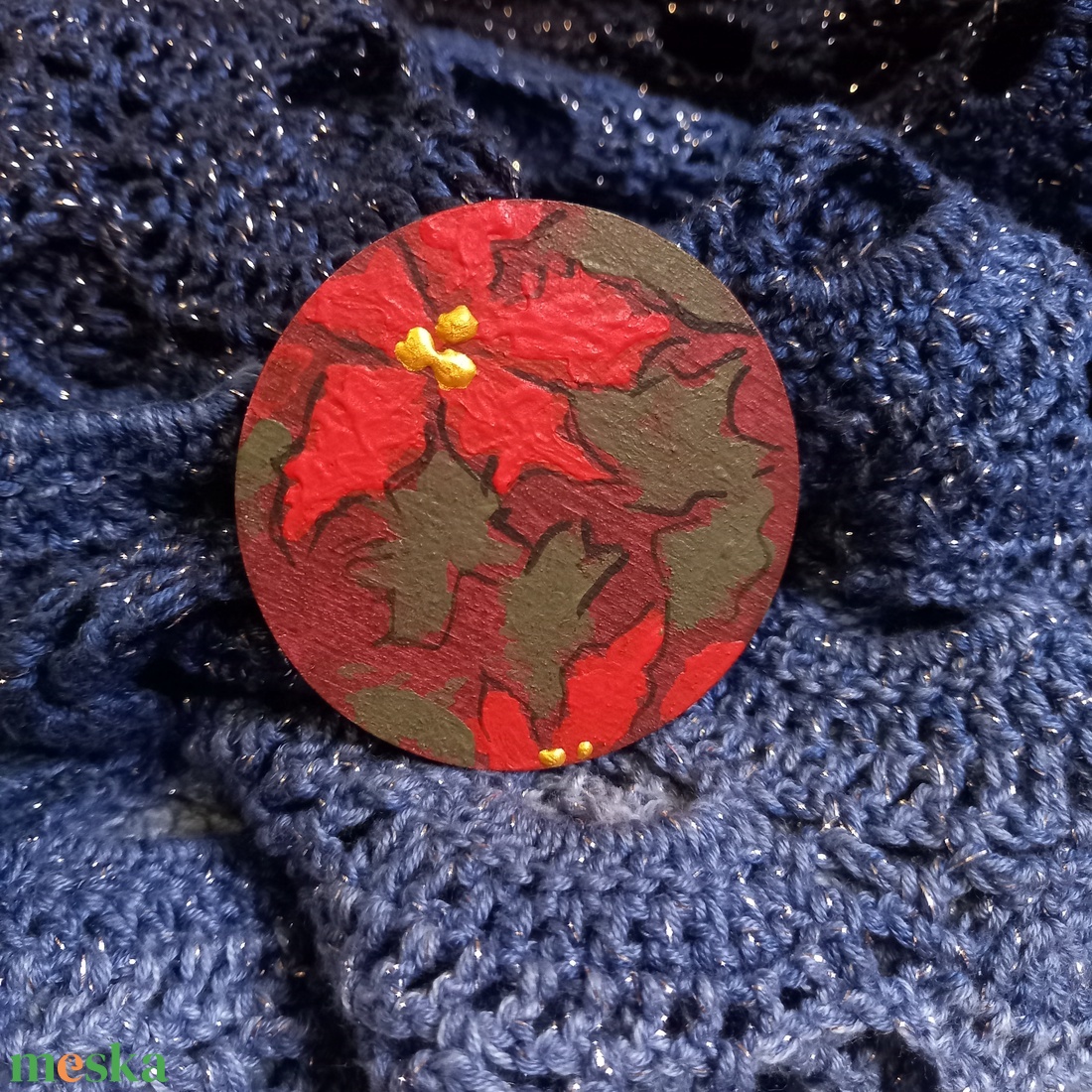 Mikulásvirágos kitűző - ékszer - kitűző és bross - kitűző - Meska.hu