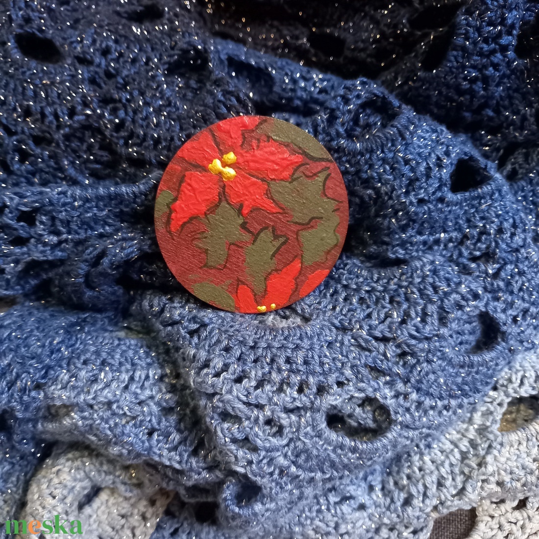 Mikulásvirágos kitűző - ékszer - kitűző és bross - kitűző - Meska.hu