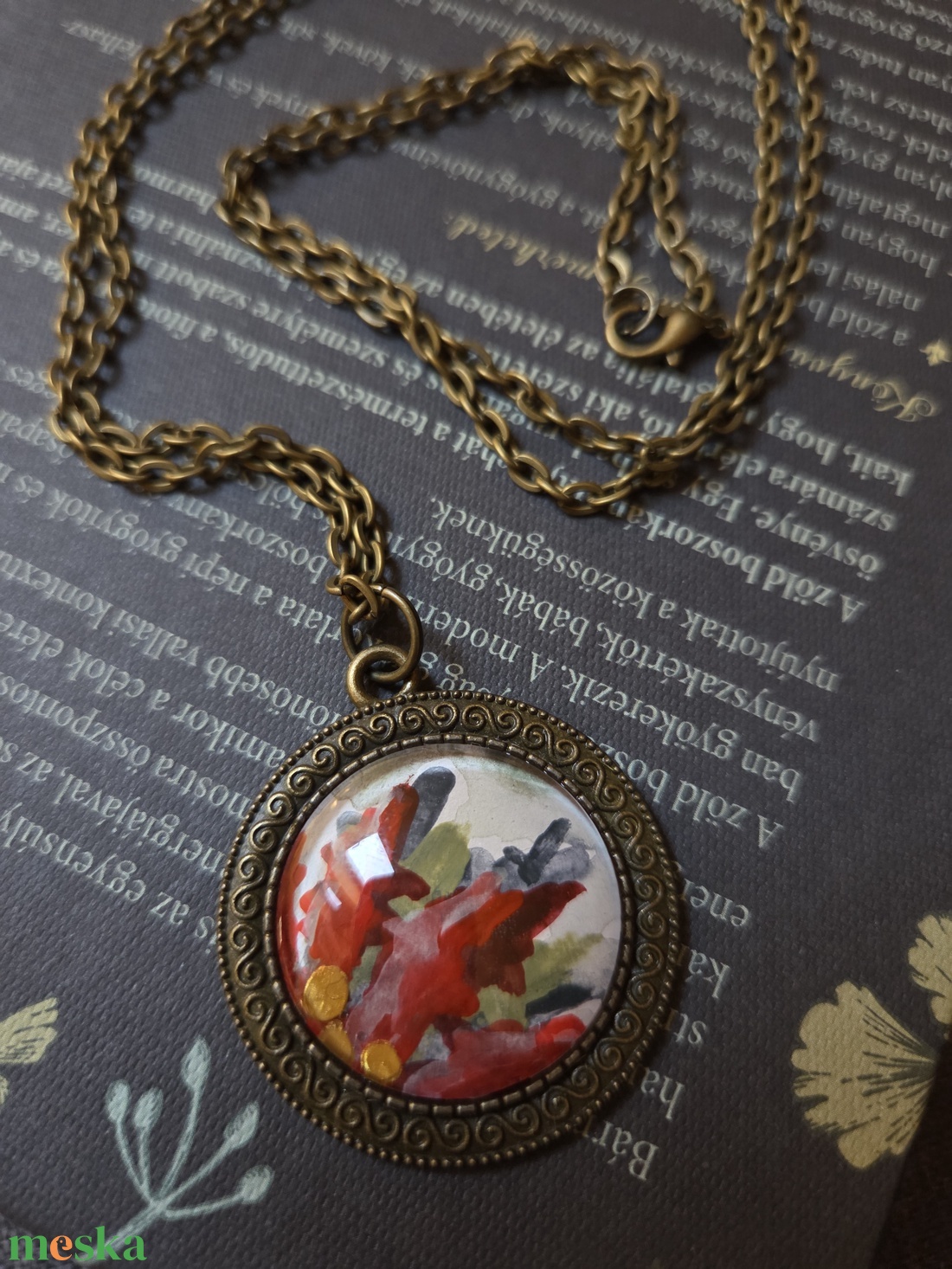Mikulásvirágos nyaklánc - ékszer - nyaklánc - medálos nyaklánc - Meska.hu