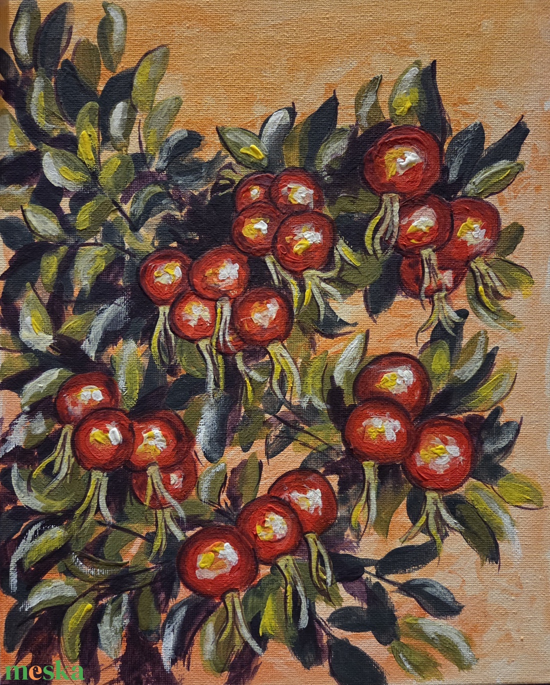 Rosa rugosa - művészet - festmény - akril - Meska.hu