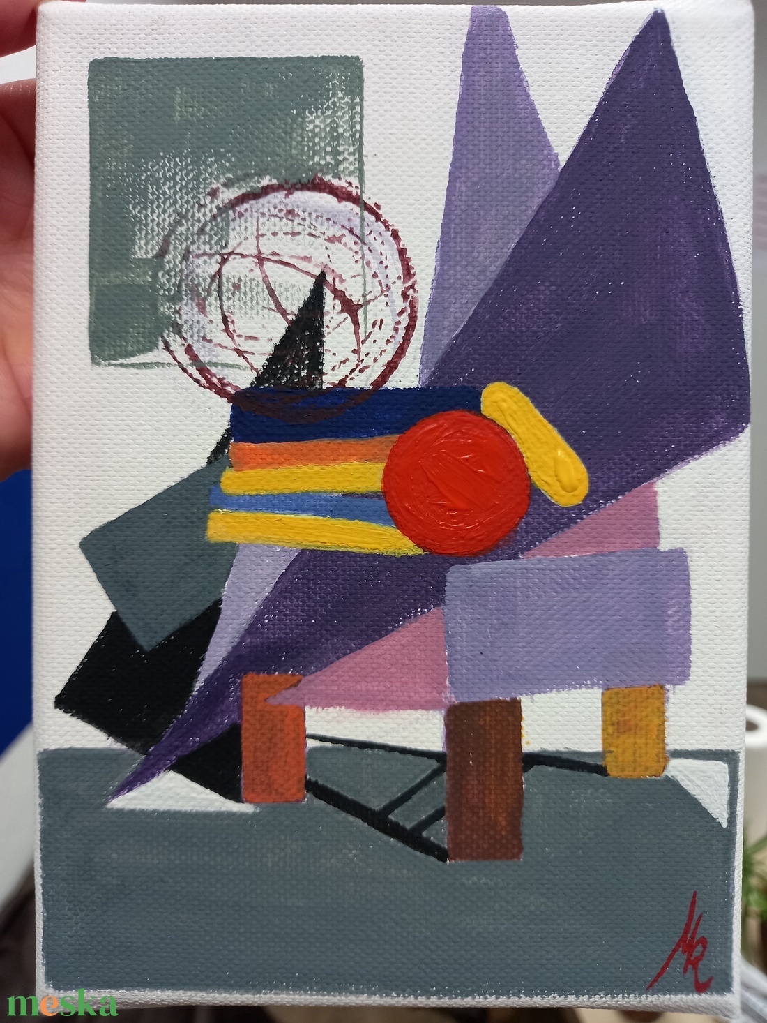 Piros teáskanna 2. - művészet - festmény - akril - Meska.hu