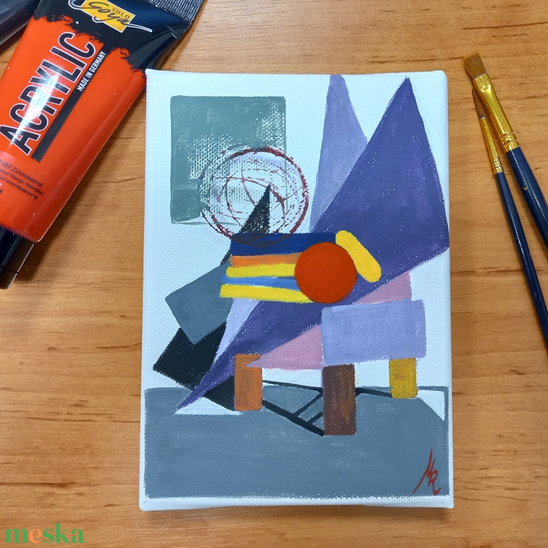 Piros teáskanna 2. - művészet - festmény - akril - Meska.hu