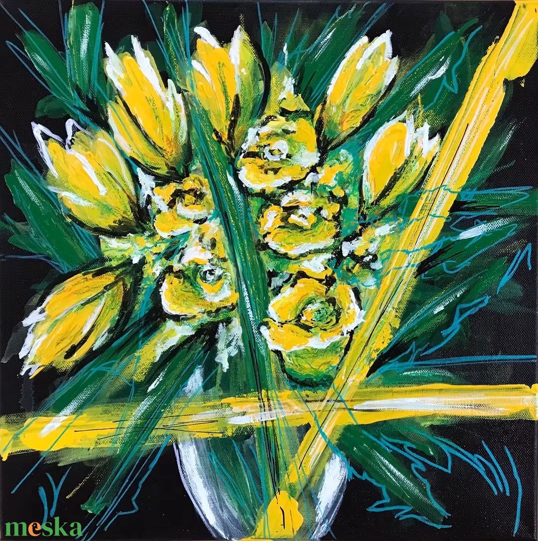 Sárga tulipánok - művészet - festmény - akril - Meska.hu