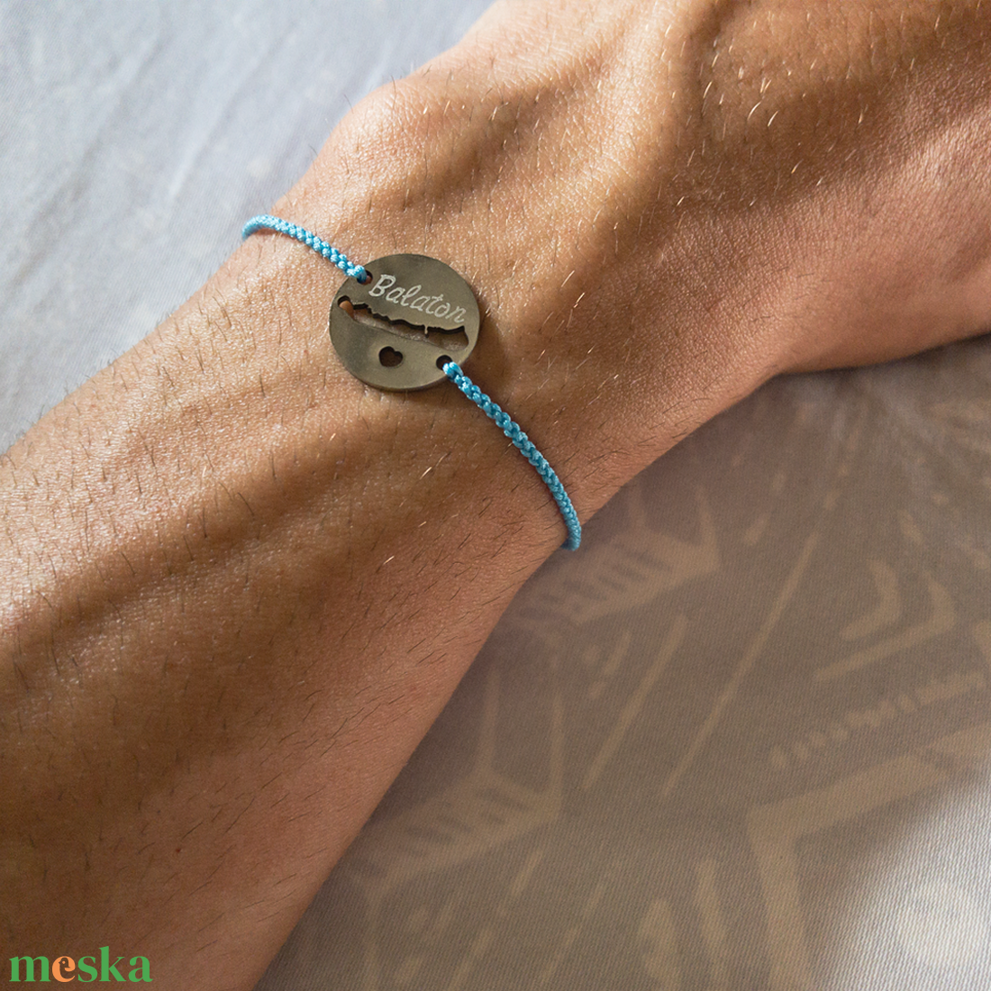 Balaton Love minimal karkötő (vékony) - Light Sapphire - ékszer - karkötő - karkötő medállal - Meska.hu