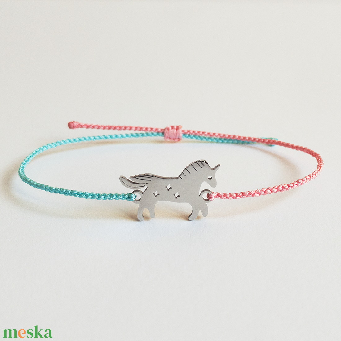 Unicorn minimal karkötő (vékony) - Turquoise - Rose - ékszer - karkötő - karkötő medállal - Meska.hu