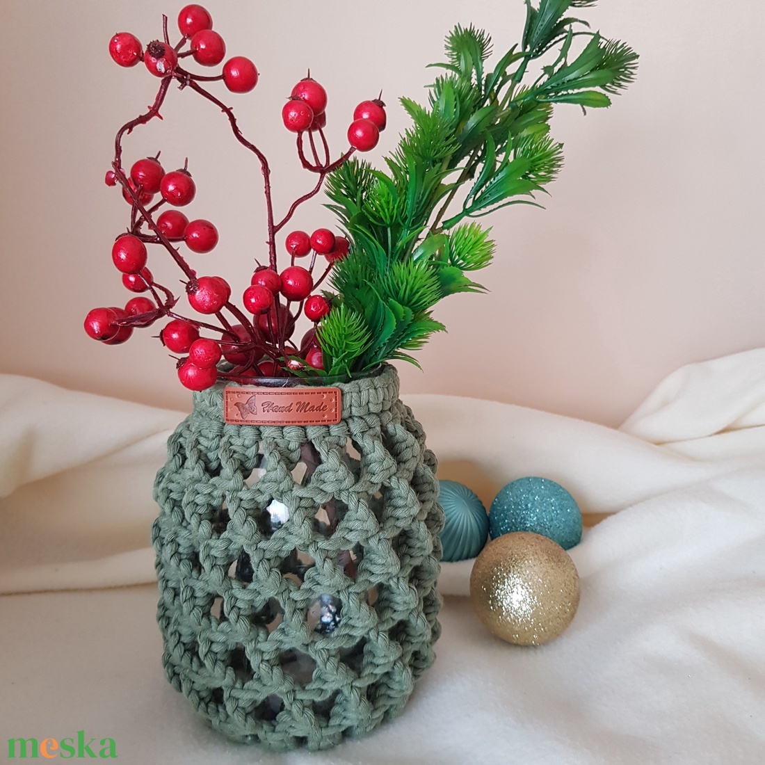 Makramé váza - otthon & életmód - dekoráció - virágdísz és tartó - váza - Meska.hu