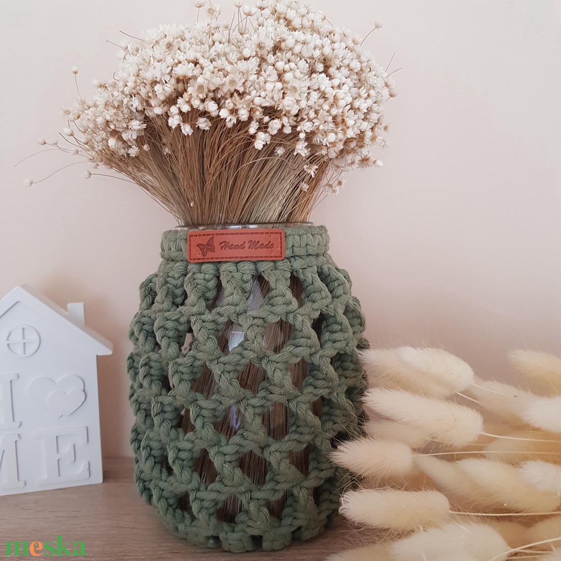 Makramé váza - otthon & életmód - dekoráció - virágdísz és tartó - váza - Meska.hu