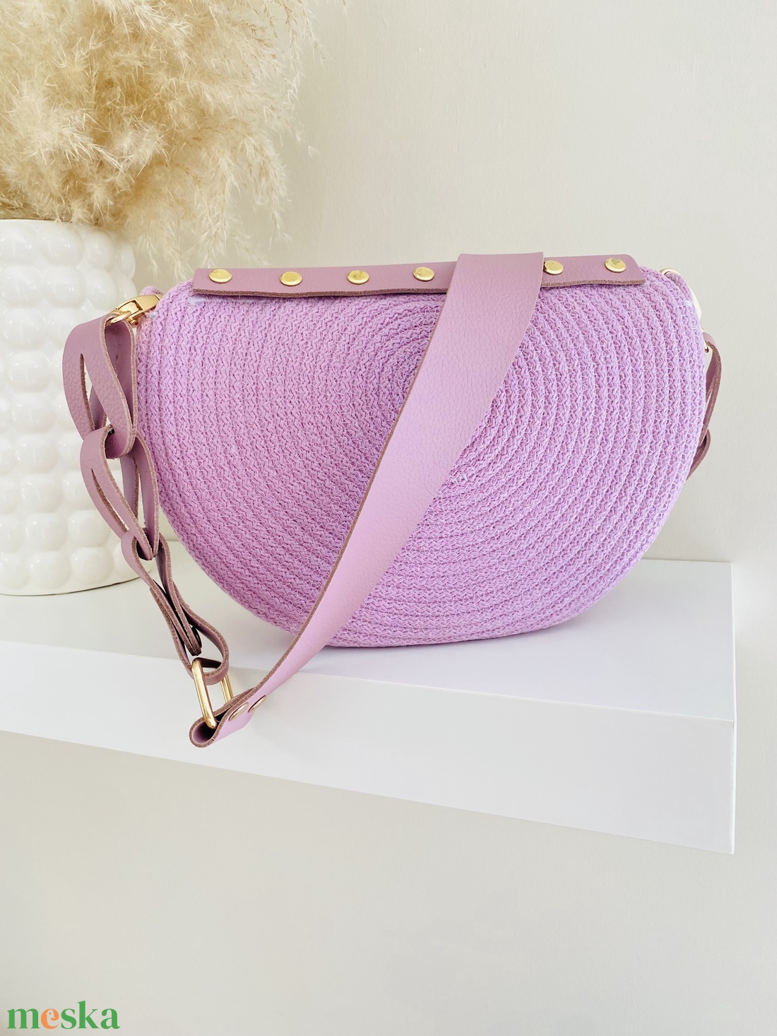 Különleges női táska, valódi bőr kiegészítőkkel - táska & tok - kézitáska & válltáska - vállon átvethető táska - Meska.hu