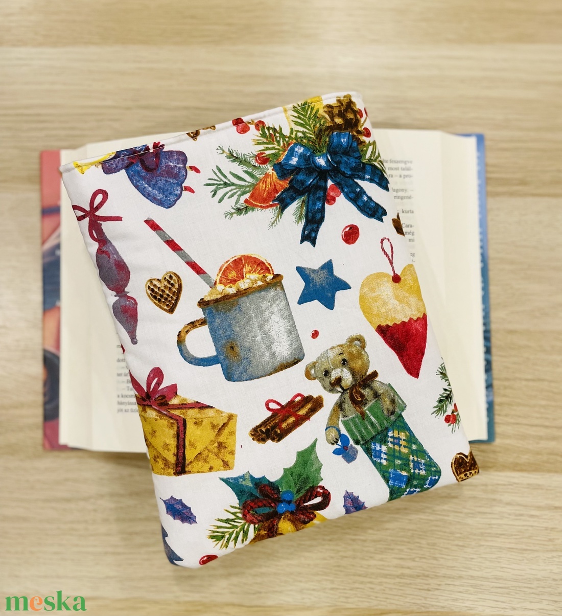 Karácsonyi ölelhető könyvtok  - otthon & életmód - papír, írószer - könyv- és füzetborító - Meska.hu
