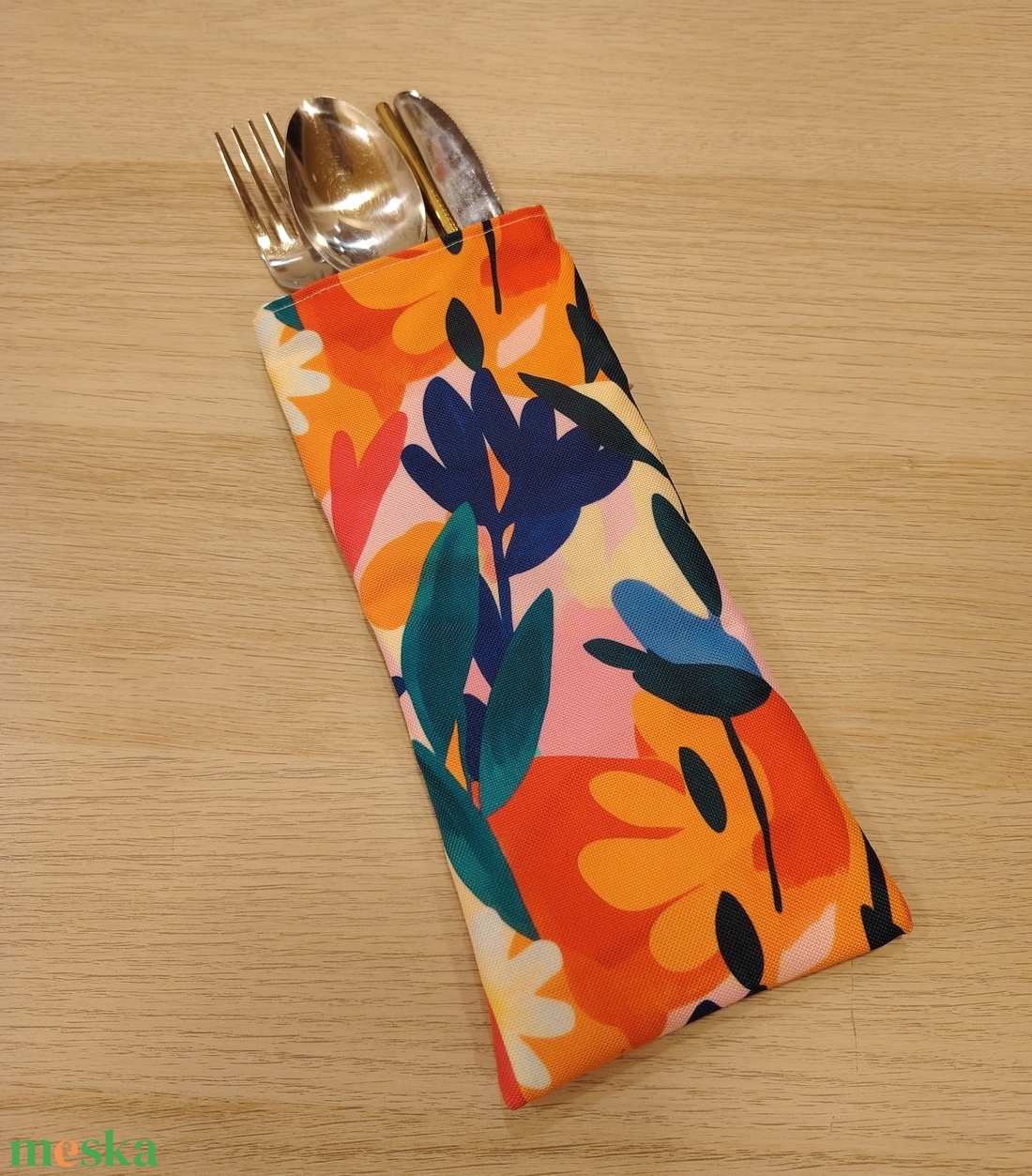 Virágos evőeszköz tartó - táska & tok - uzsonna- & ebéd tartó - evőeszköz tartó - Meska.hu