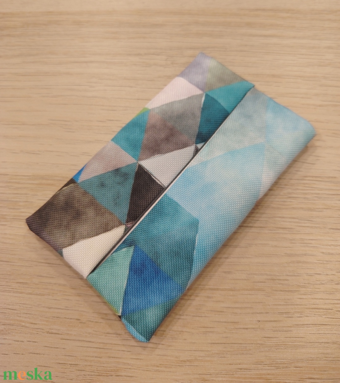 Kék háromszögek zsepitartó - táska & tok - pénztárca & más tok - zsebkendőtartó tok - Meska.hu