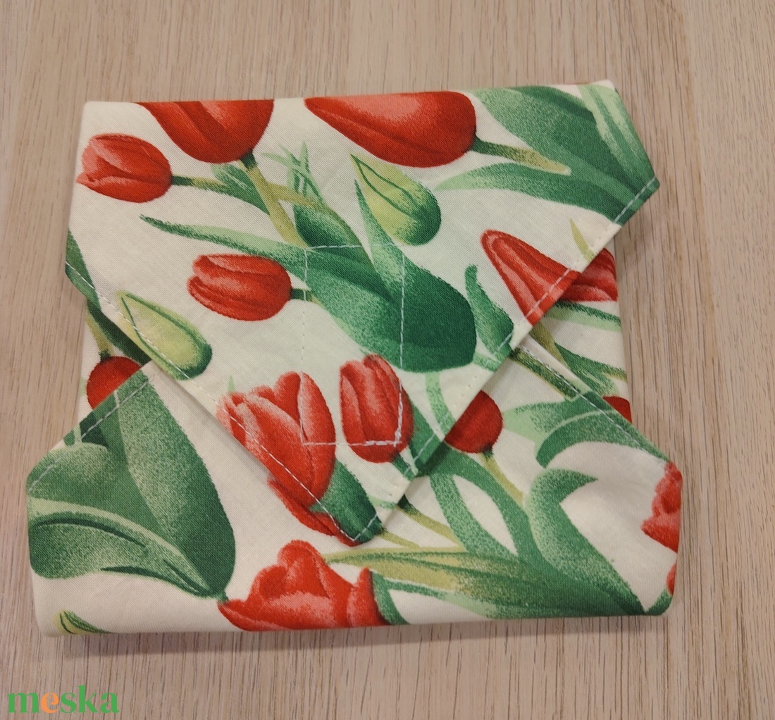 Tulipános újraszalvéta - táska & tok - uzsonna- & ebéd tartó - szendvics csomagoló - Meska.hu