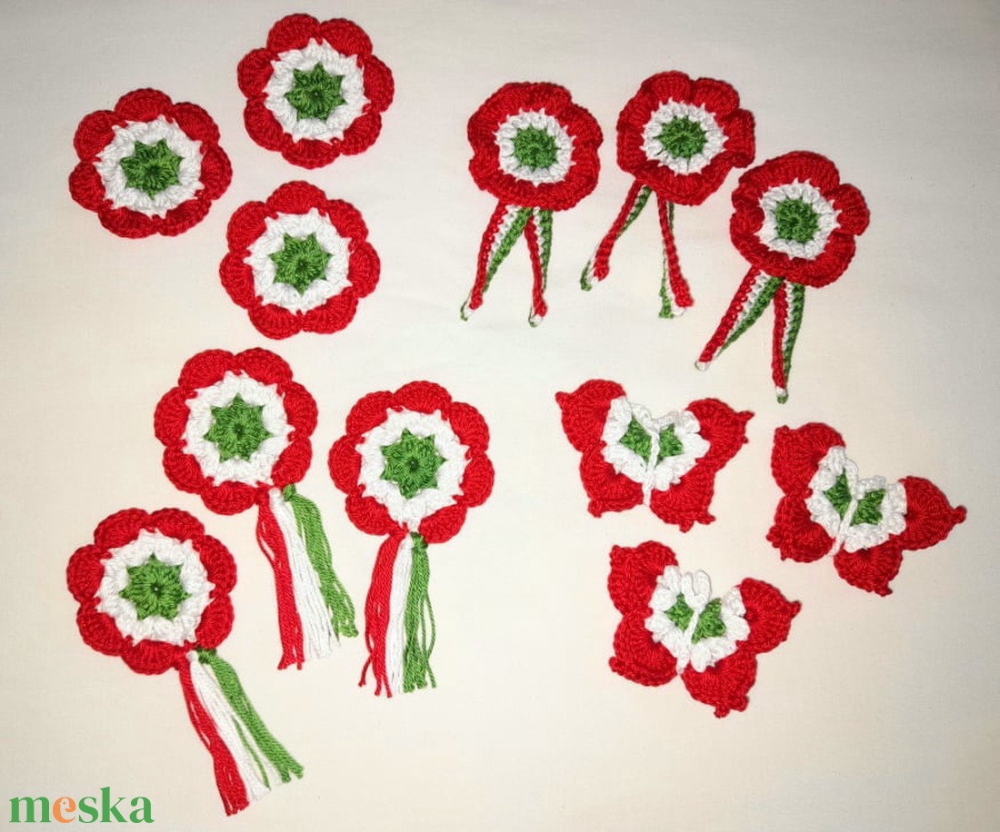 Horgolt kokárda - ékszer - kitűző és bross - kitűző - Meska.hu Horgolt kokárda - ékszer - kitűző és bross - kitűző - Meska.hu