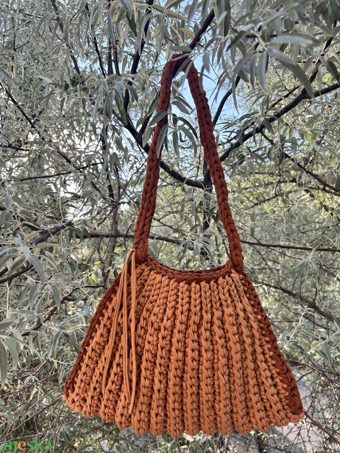 Brown mermaid crochet bag - táska & tok - kézitáska & válltáska - alkalmi táska - Meska.hu