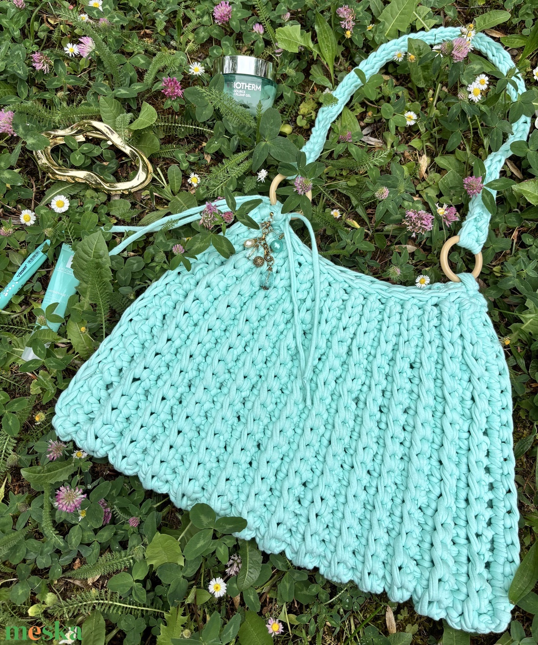 Turquoise mermaid crochet bag - táska & tok - kézitáska & válltáska - alkalmi táska - Meska.hu