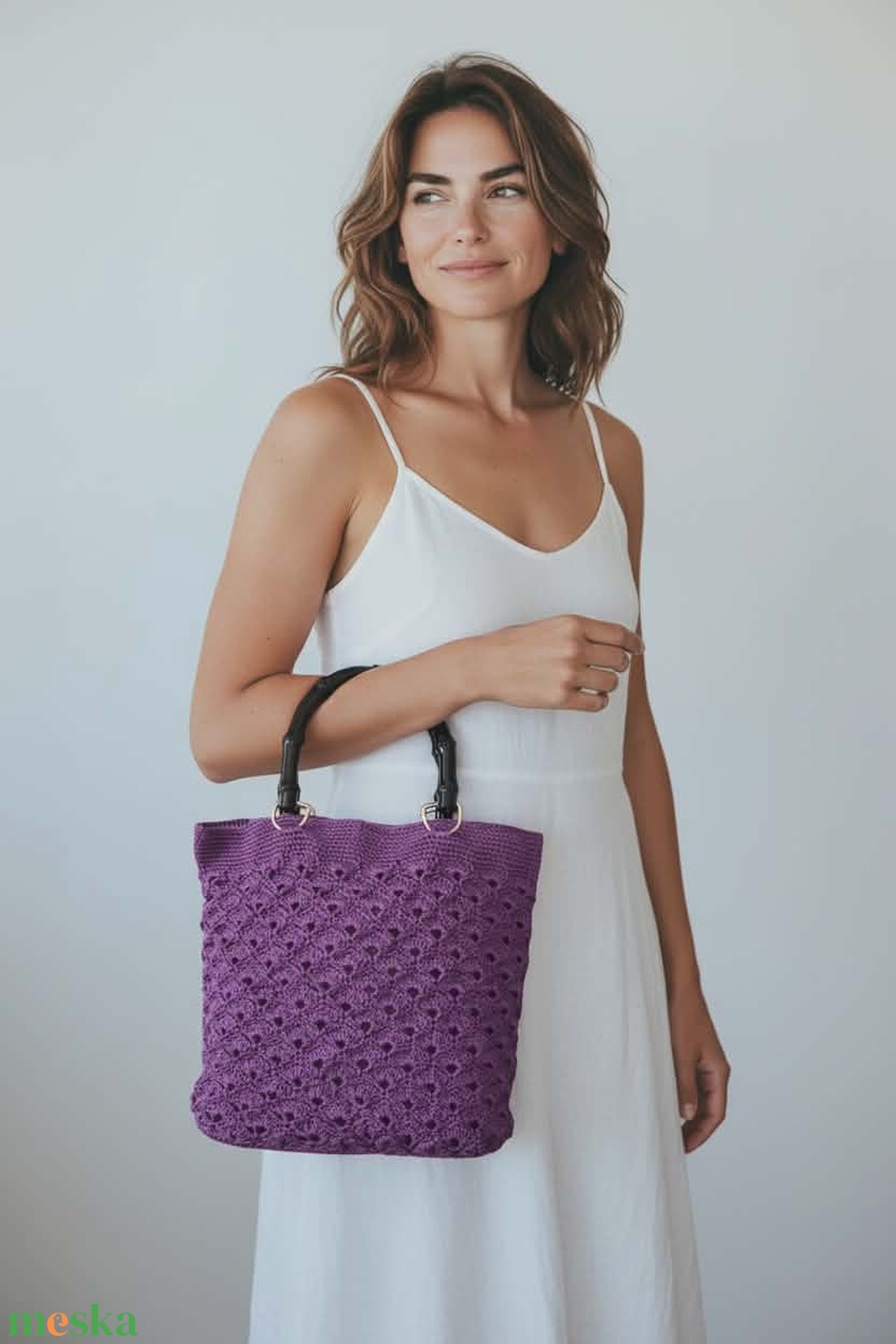 Lila horgolt kézitáska - táska & tok - kézitáska & válltáska - kézitáska - Meska.hu