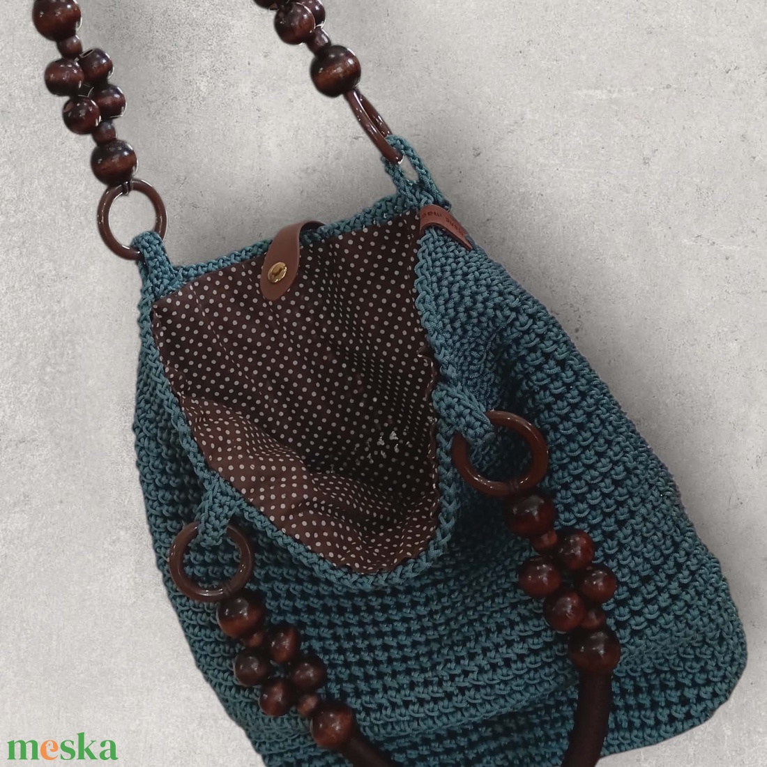Petrolkék, horgolt válltáska - táska & tok - kézitáska & válltáska - válltáska - Meska.hu