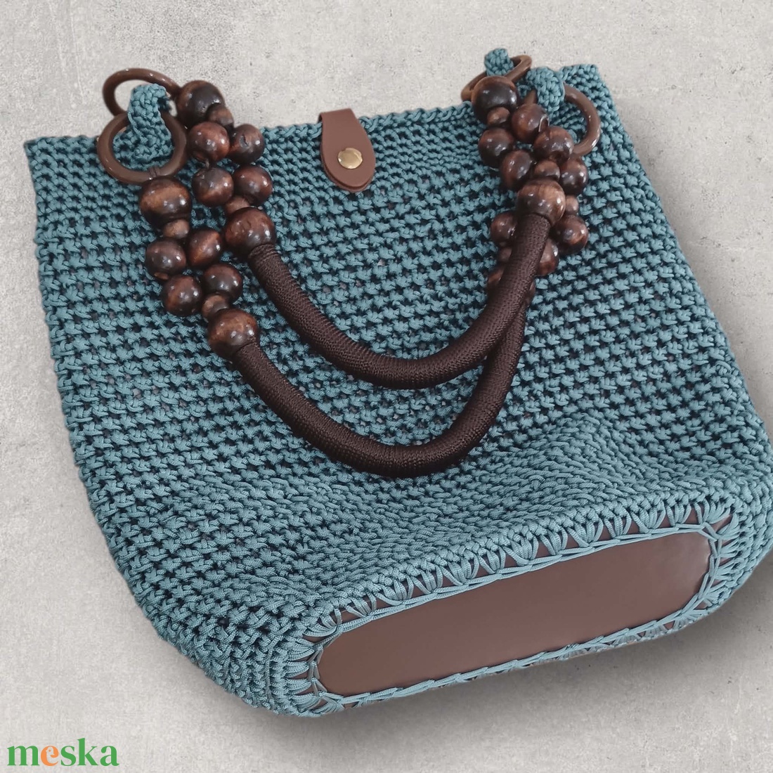 Petrolkék, horgolt válltáska - táska & tok - kézitáska & válltáska - válltáska - Meska.hu