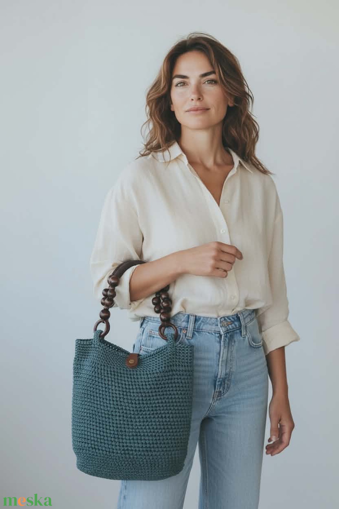 Petrolkék, horgolt válltáska - táska & tok - kézitáska & válltáska - válltáska - Meska.hu