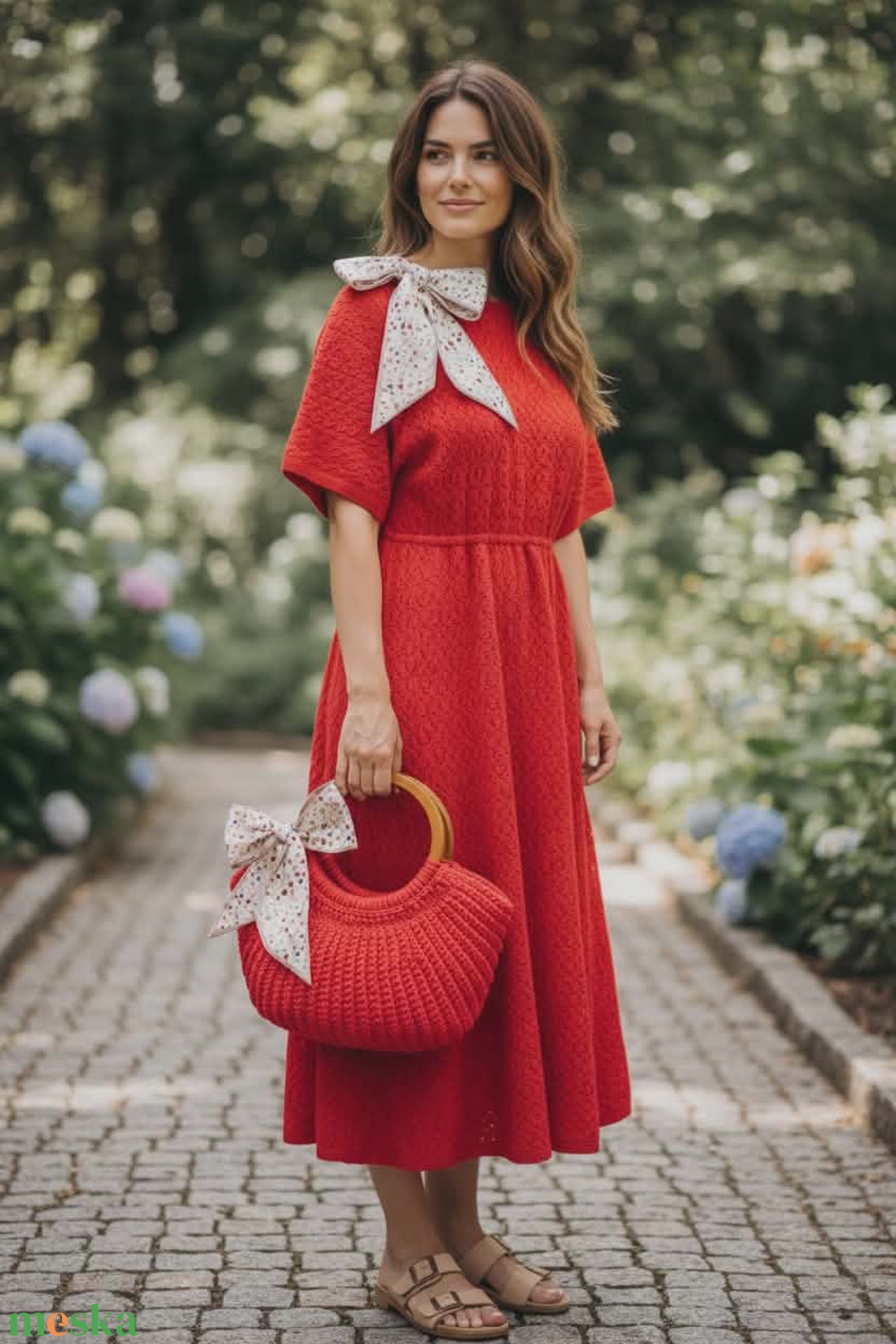 Piros, horgolt kagylótáska - táska & tok - kézitáska & válltáska - kézitáska - Meska.hu