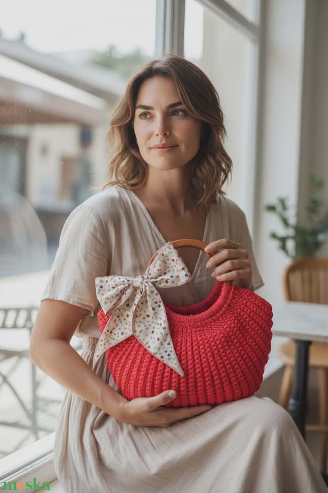 Piros, horgolt kagylótáska - táska & tok - kézitáska & válltáska - kézitáska - Meska.hu