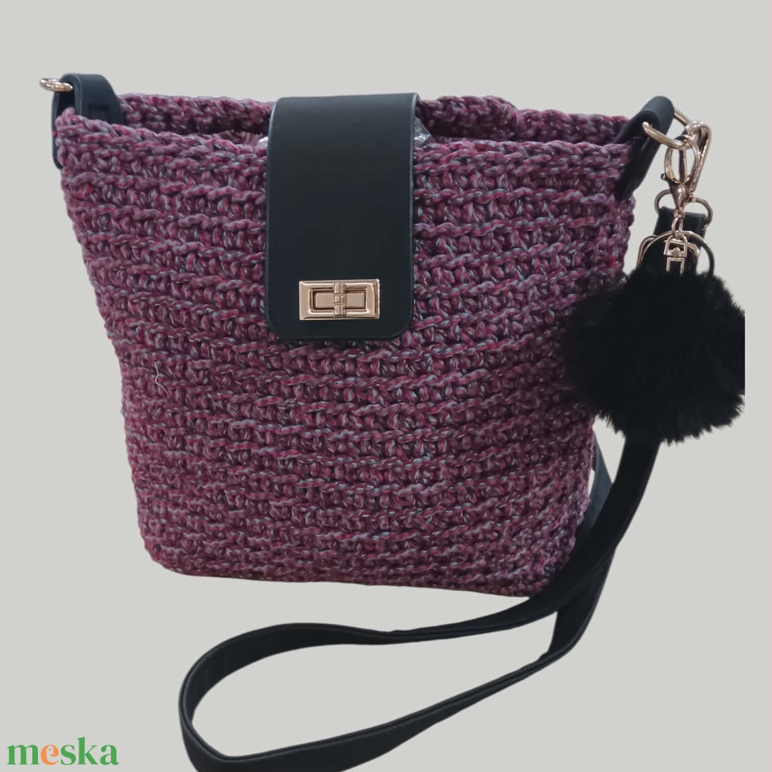 Bordó cirkás horgolt válltáska - táska & tok - kézitáska & válltáska - válltáska - Meska.hu