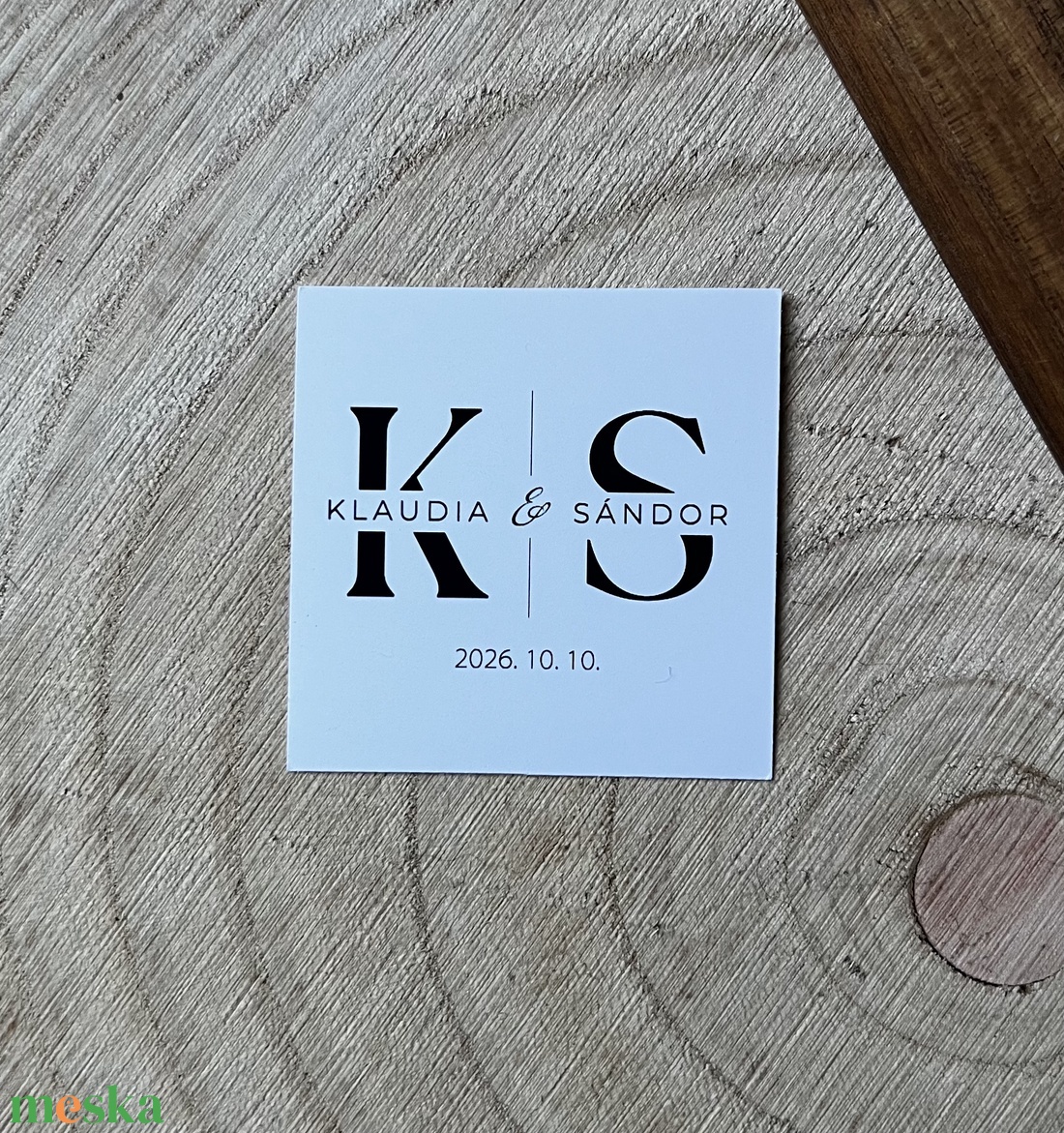 Négyzet alakú monogramos esküvői matrica - esküvő - meghívó & kártya - esküvői borítékzáró matrica - Meska.hu