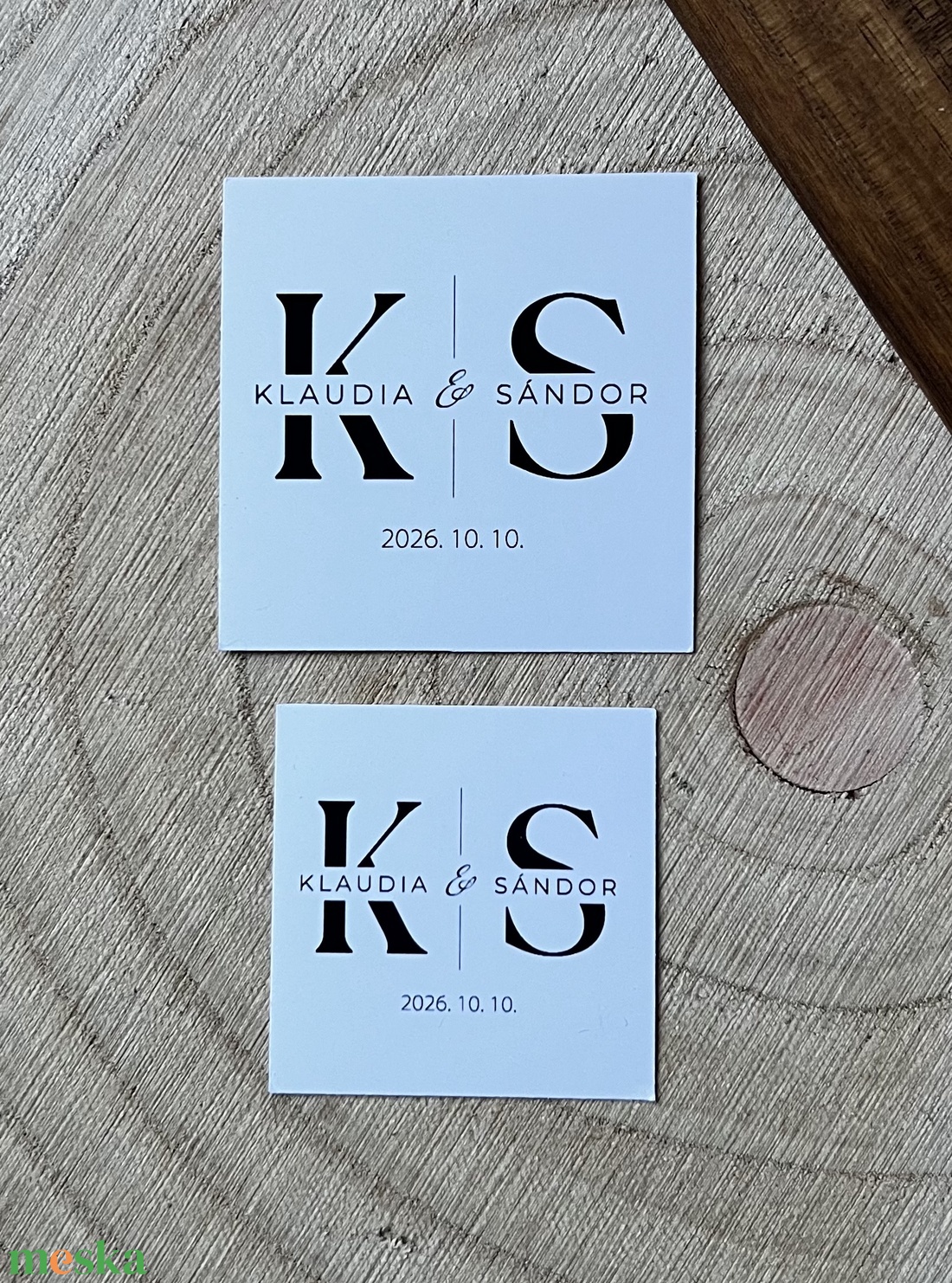 Négyzet alakú monogramos esküvői matrica - esküvő - meghívó & kártya - esküvői borítékzáró matrica - Meska.hu