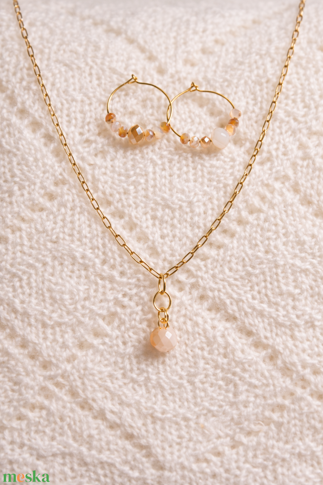 Minimalista üveggyöngy ékszerszett - ékszer - ékszerszett - Meska.hu