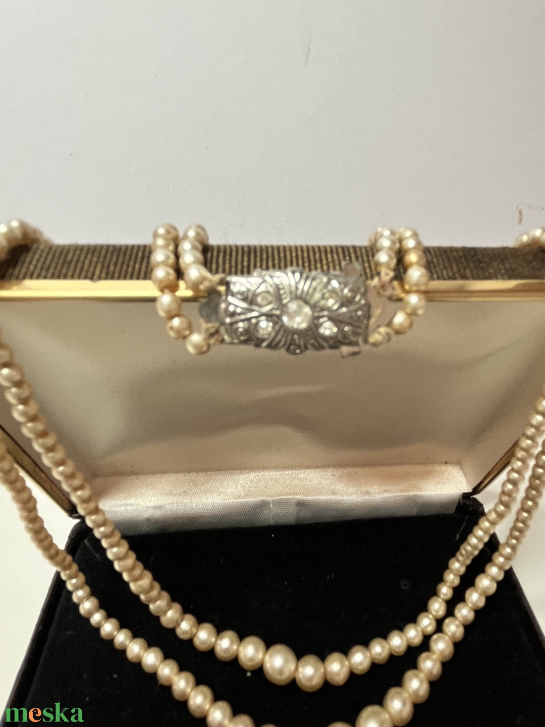 Vintage 2 soros ékszerkapcsos nyakl�nc - ékszer - nyaklánc - gyöngyös nyaklánc - Meska.hu