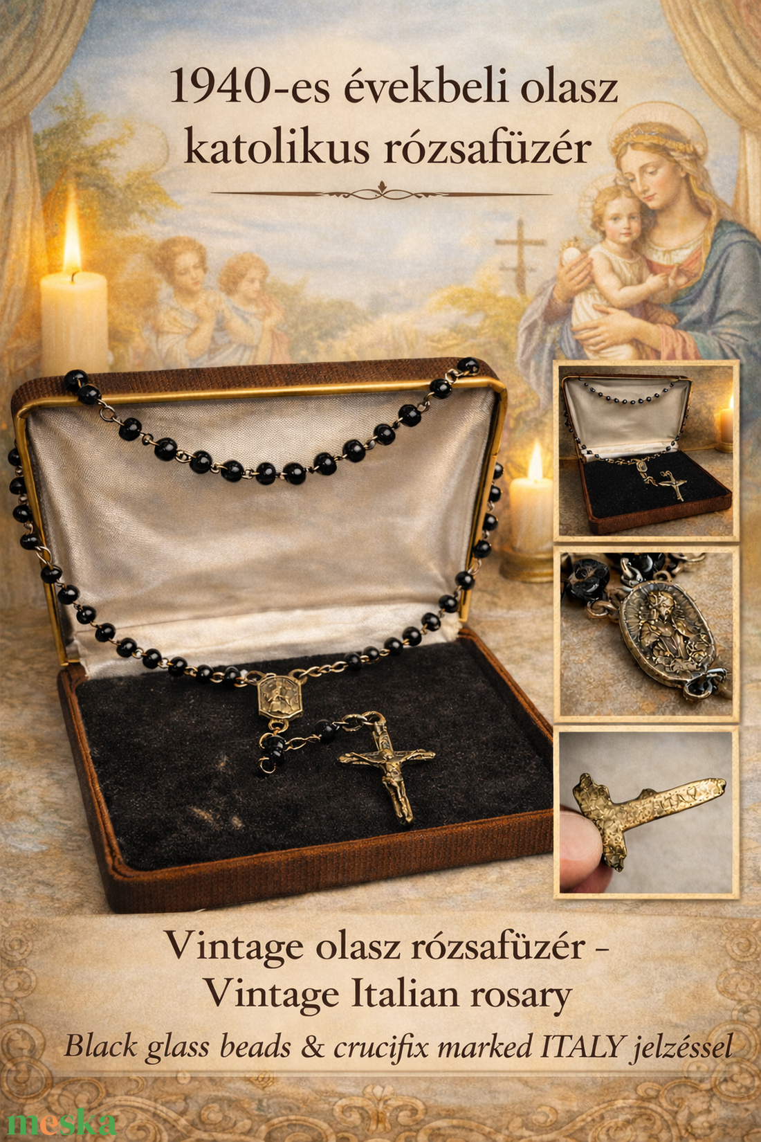 Vintage olasz rózsafüzér  - ékszer - nyaklánc - bogyós nyaklánc - Meska.hu