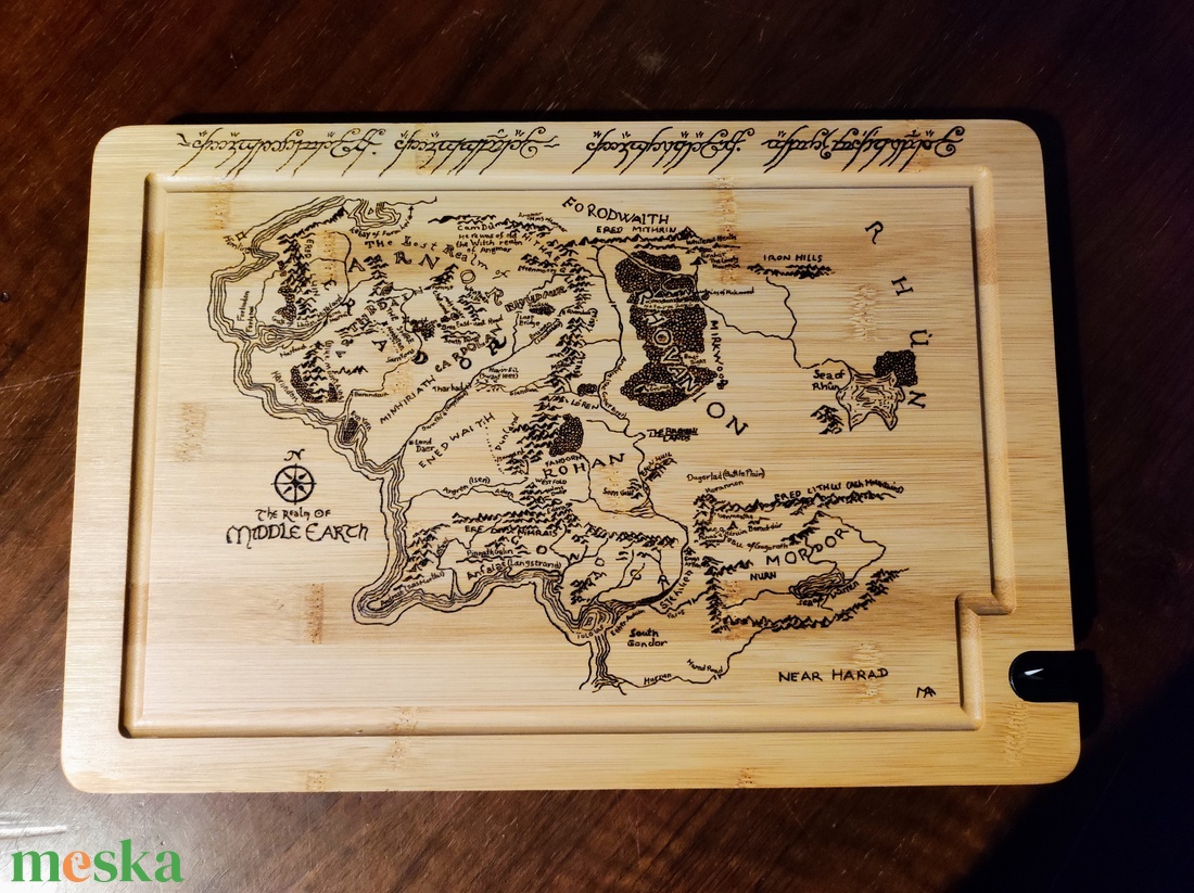 Fantasy térkép vágódeszka - LOTR - otthon & életmód - konyhafelszerelés, tálalás - sütés, főzés - vágódeszka - Meska.hu