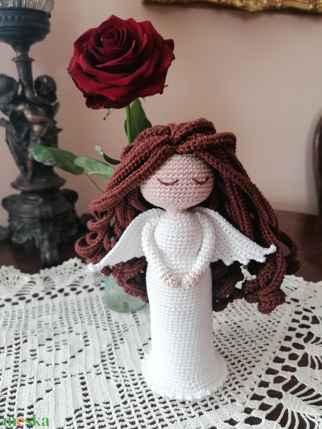 Amigurumi angyalka  - otthon & életmód - dekoráció - asztal és polc dekoráció - asztaldísz - Meska.hu