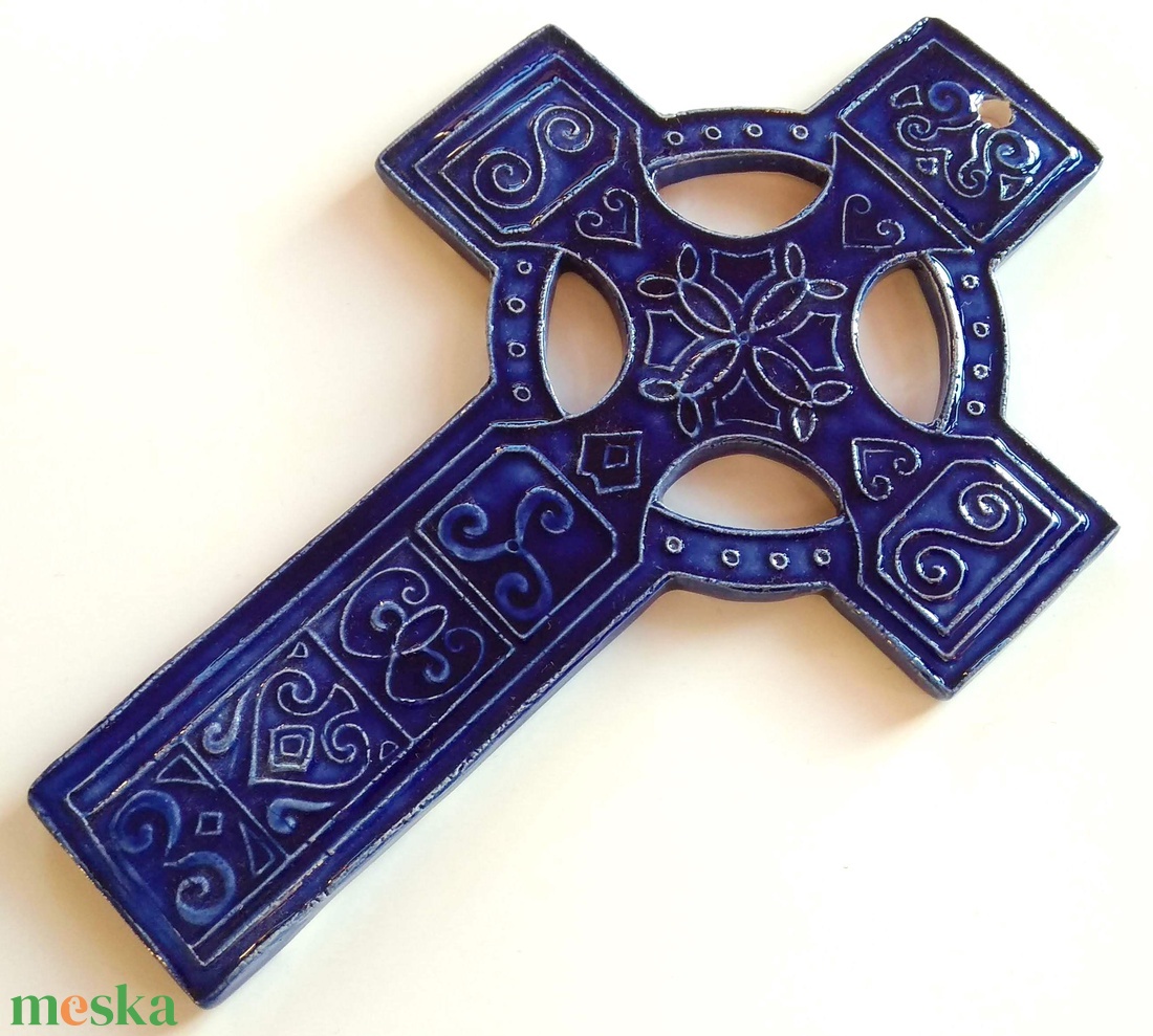 Kelta kerámia kereszt - művészet - Meska.hu