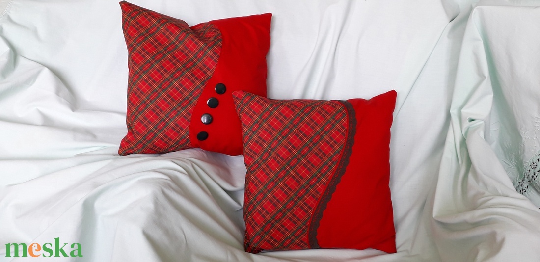 2 db piros díszpárnahuzat - otthon & életmód - lakástextil - párna & párnahuzat - díszpárna (belsővel együtt) - Meska.hu