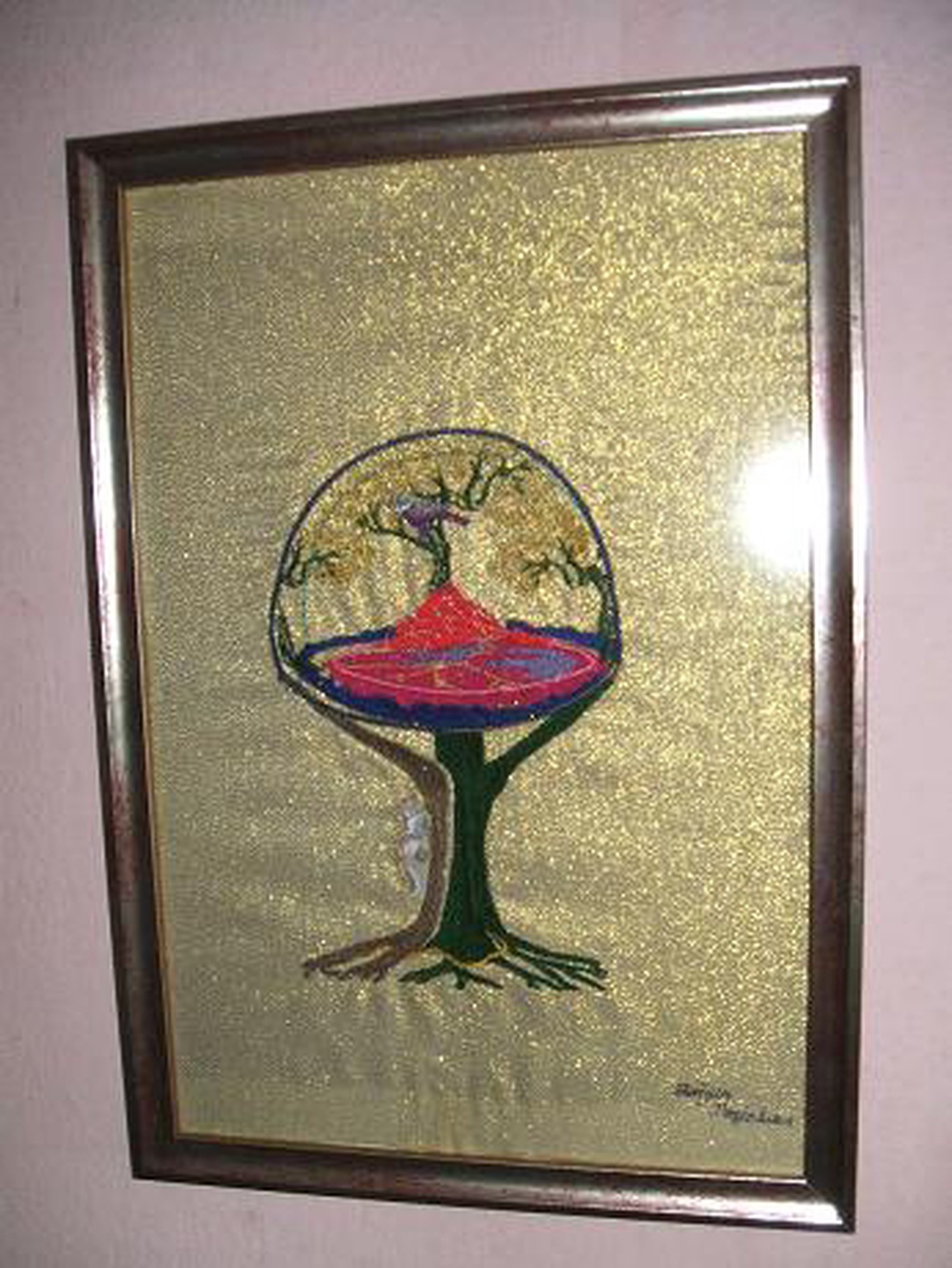 Életfa  egyedi hímzéssel, bekeretezve. - kellékek & szerszámok - méteráru - szövet - Meska.hu