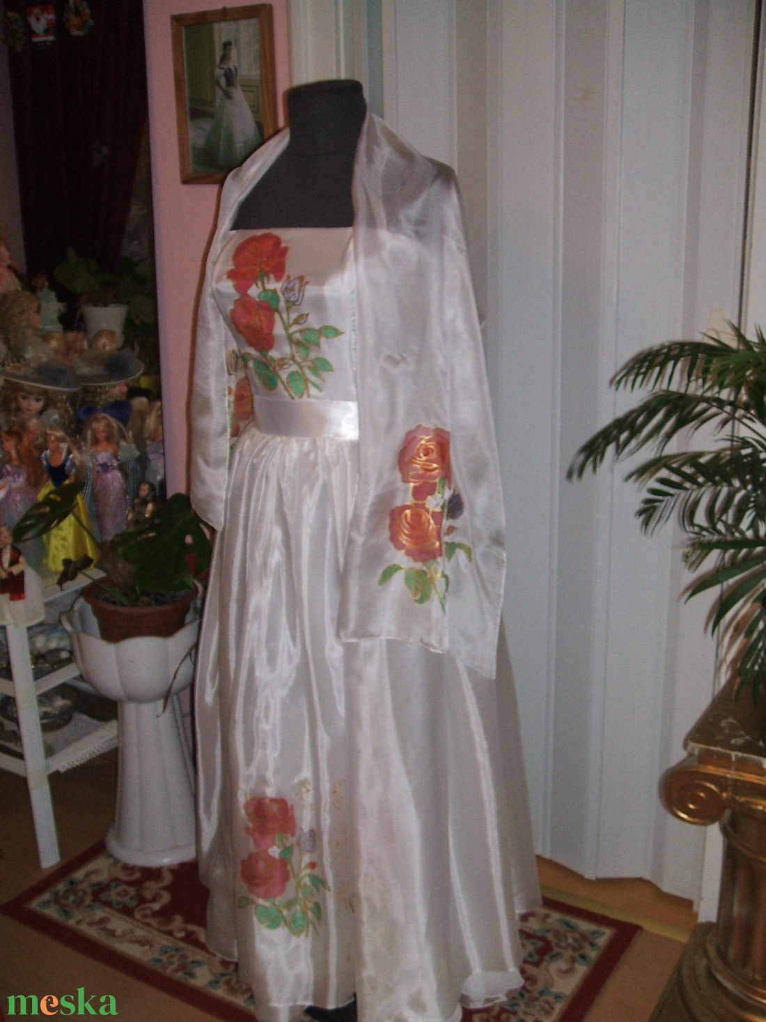Menyasszonyi, alkalmi ruha hernyóselyem anyagra festve. - esküvő - ruha - menyasszonyi ruha - Meska.hu