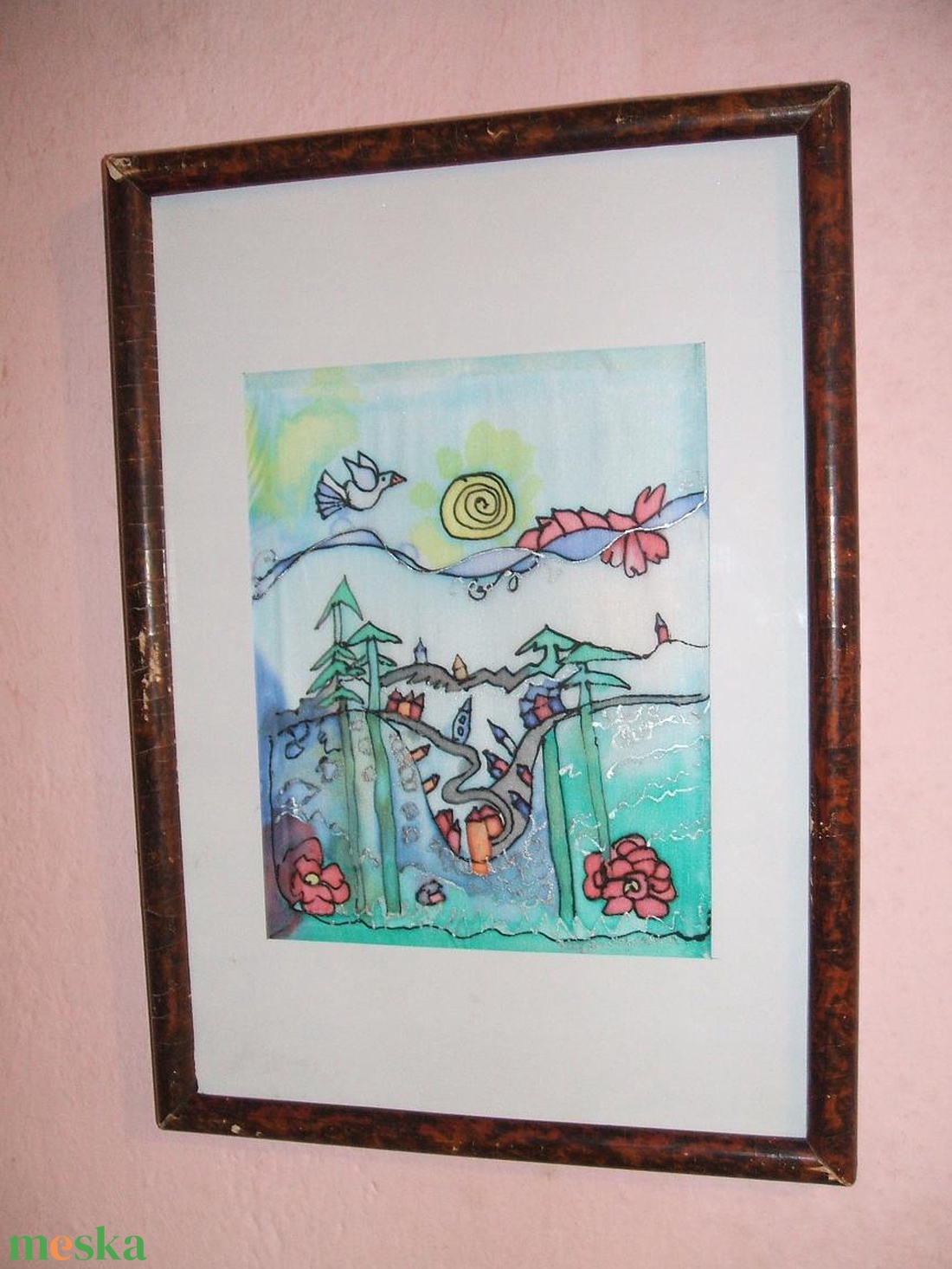 Hernyóselyem festmény, kép. Elsüllyedt város. - kellékek & szerszámok - Meska.hu