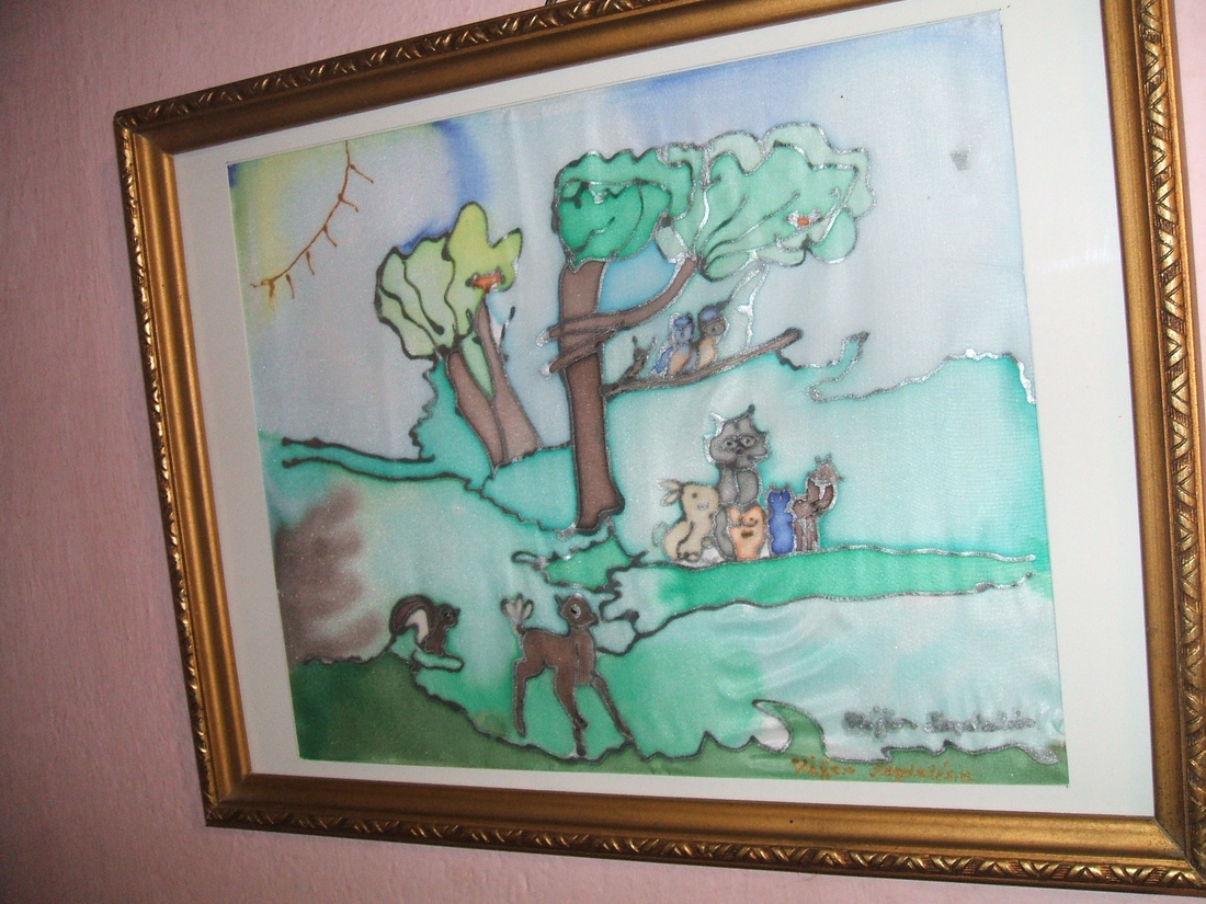 Hernyóselyem festmény. Erdei táj. - kellékek & szerszámok - Meska.hu