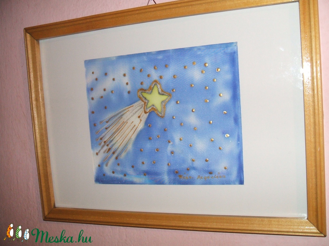 Hernyóselyem festmény, Hullócsillag. - kellékek & szerszámok - Meska.hu