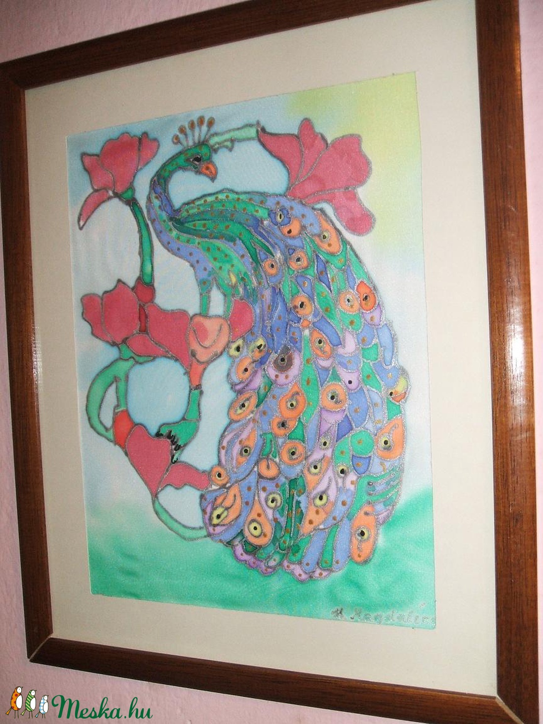 Hernyóselyem festmény, Gyönyörű páva. - kellékek & szerszámok - Meska.hu