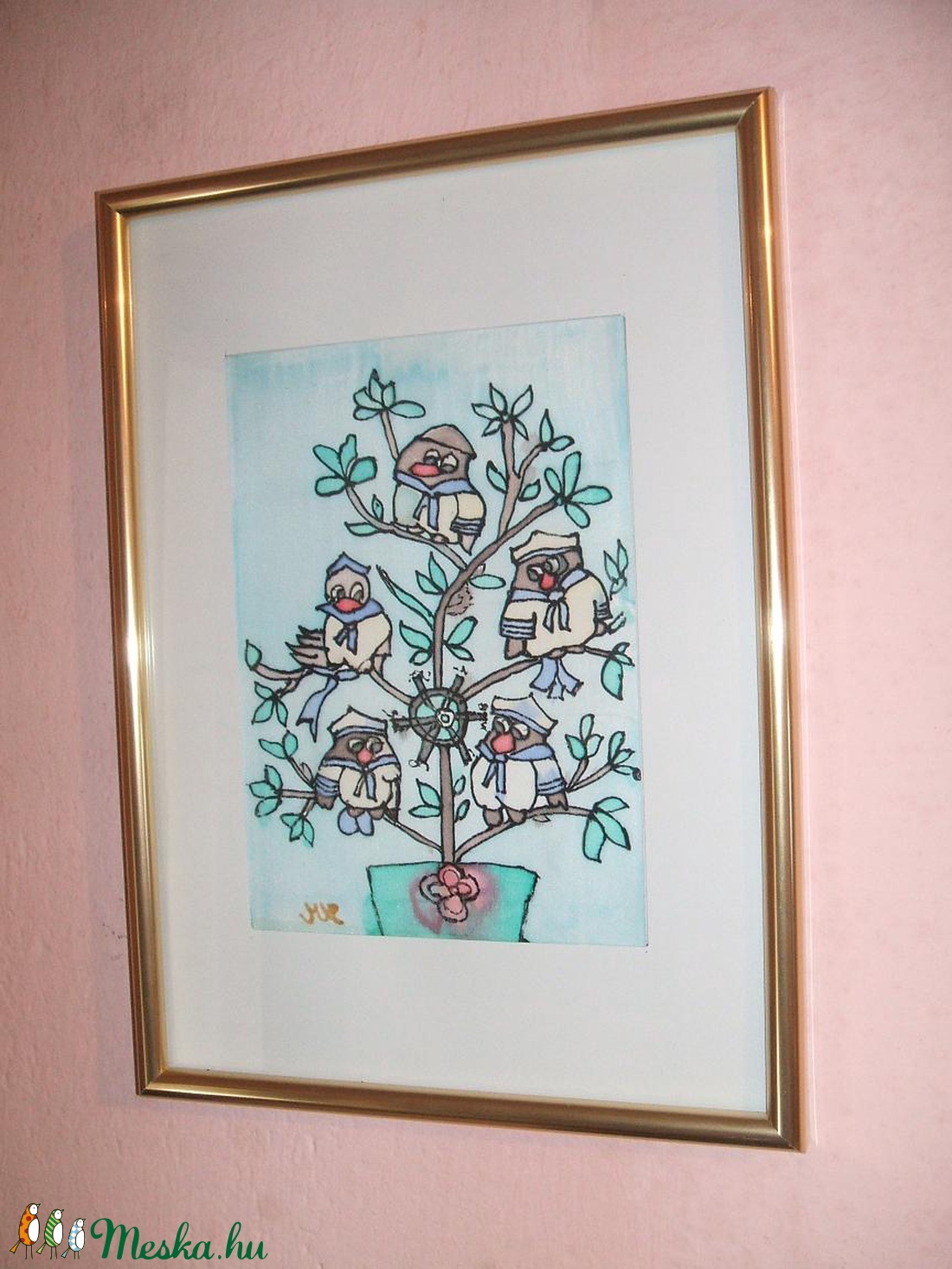 Hernyóselyem festmény. A tudás fája cimmel. - kellékek & szerszámok - Meska.hu