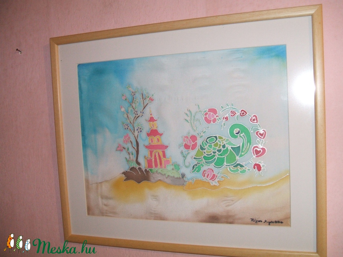 Hernyóselyem festmény. Vidám teknőc cimmel. - kellékek & szerszámok - Meska.hu