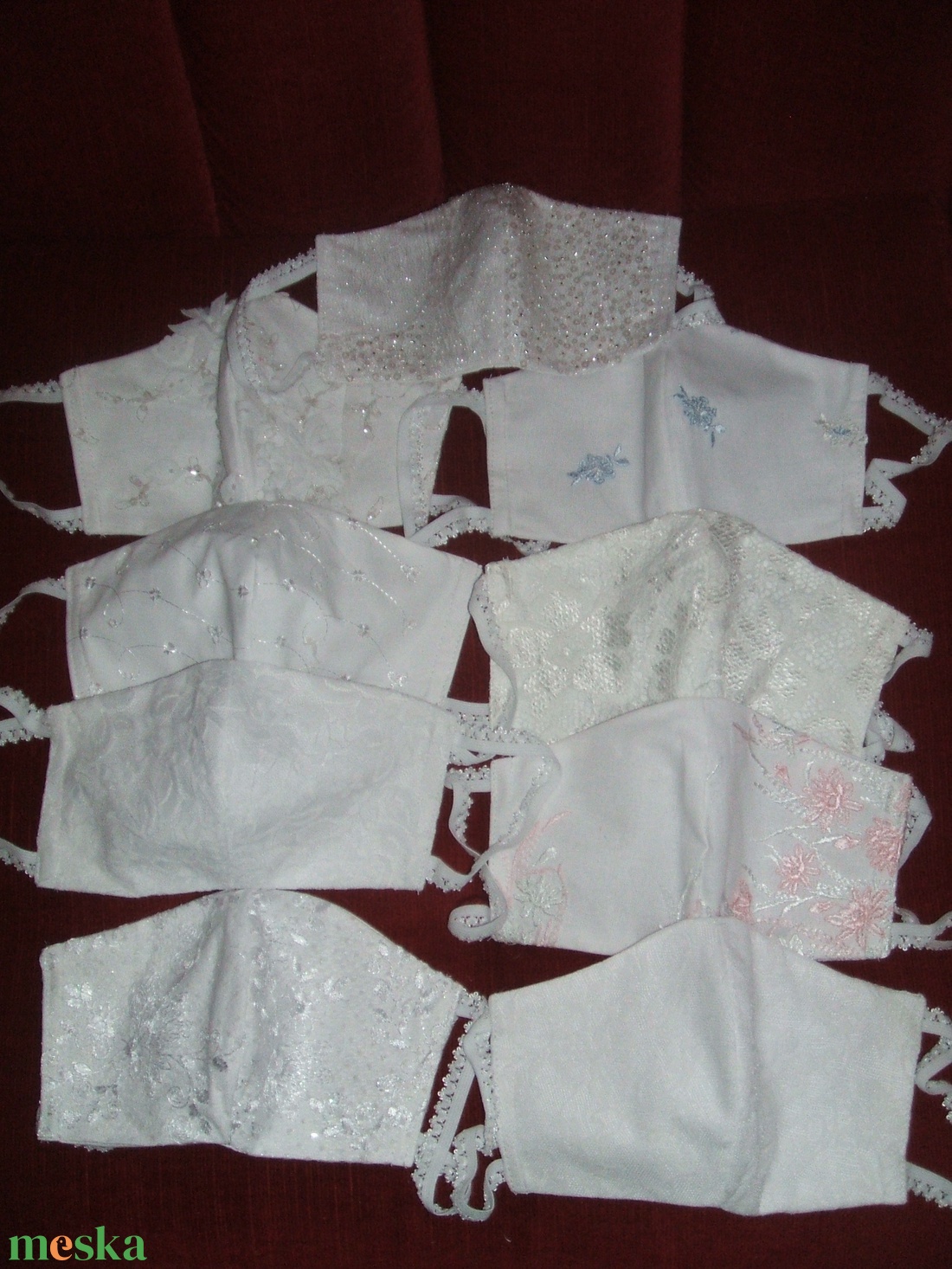 Szájkendők, maszkok esküvőre alkalomra, Mr - Mrs, csipkések - esküvő - kiegészítők - esküvői maszk - Meska.hu