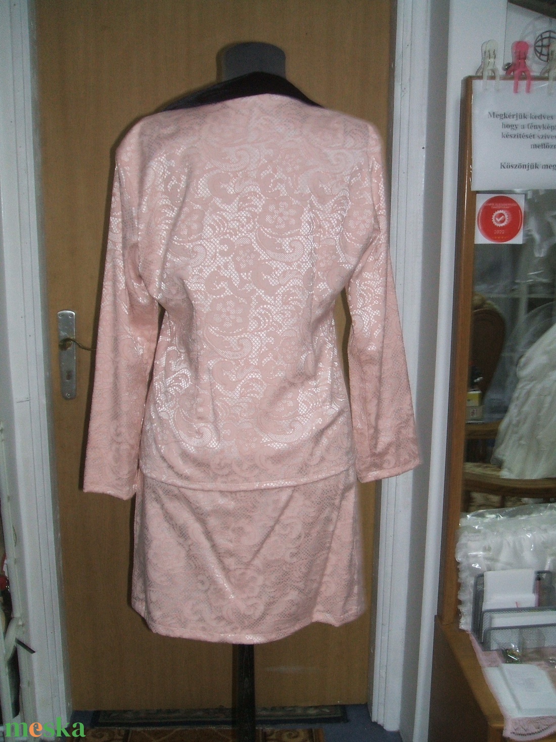 Női rózsaszin brokát kosztüm, 38-40-es méret - ruha & divat - női ruha - blézer & kosztüm - Meska.hu