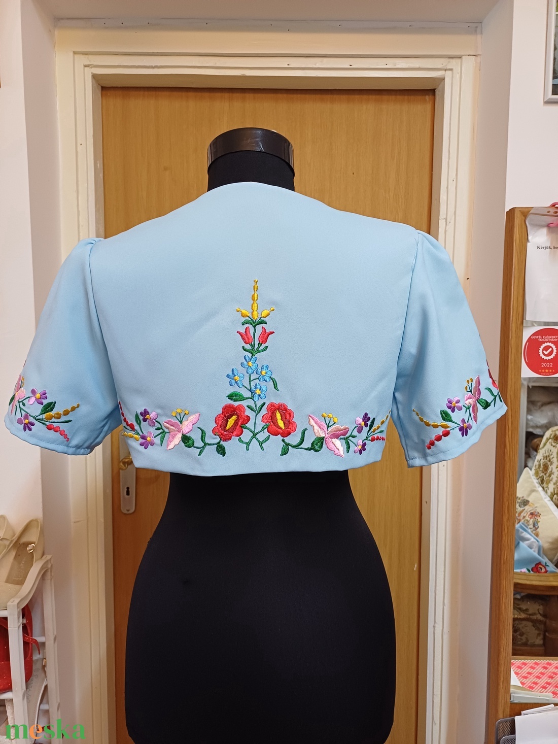 Kalocsai himzéssel díszített boleró - esküvő - kiegészítők - bolero és válltakaró - Meska.hu