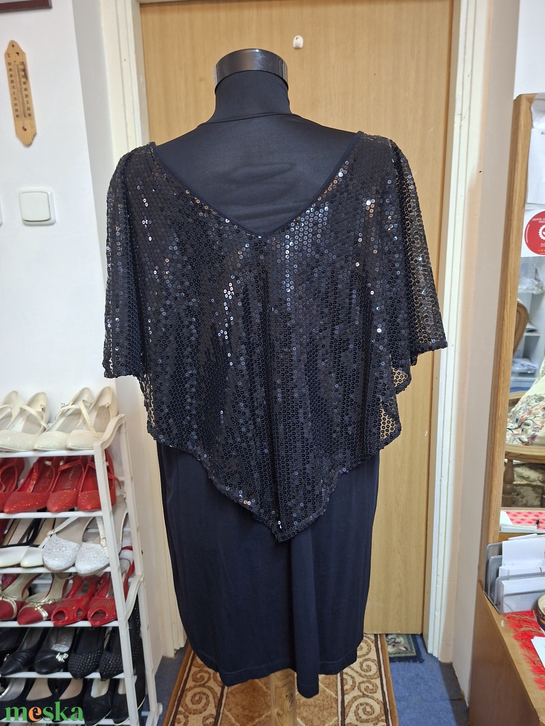 Női fekete flitteres blúz 52-es méret - ruha & divat - női ruha - blúz - Meska.hu