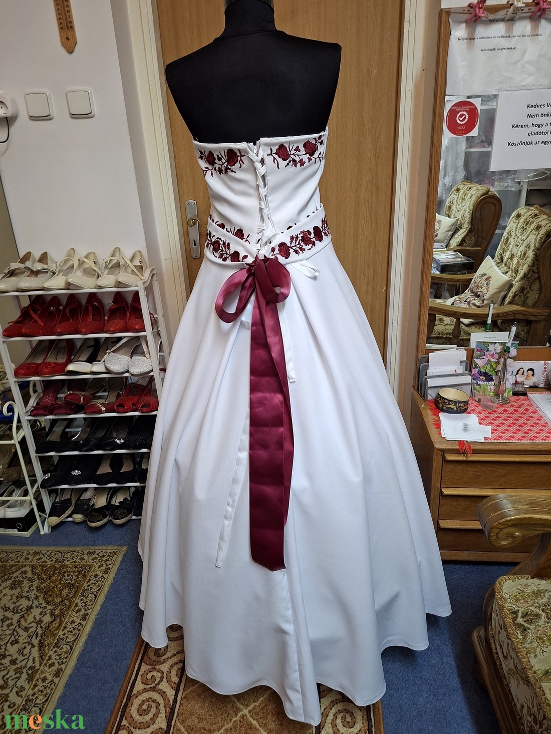 Menyasszonyi, báli, tánc, alkalmi ruha, kalocsai hímzéssel.  - esküvő - ruha - menyasszonyi ruha - Meska.hu