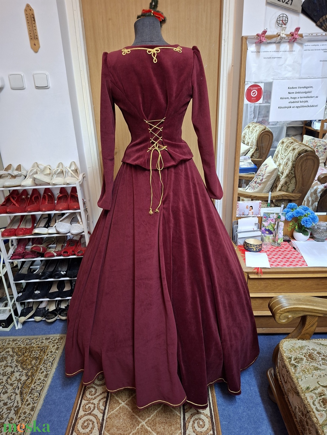 Menyasszonyi, menyecske,  táncruha, magyaros palotás ruha, zsinóros.  - esküvő - ruha - menyecske ruha - Meska.hu