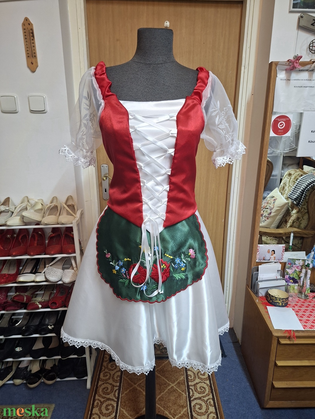 Kalocsai hímzett magyaros menyecske, alkalmi, tánc ruha. - esküvő - ruha - koszorúslány ruha - Meska.hu